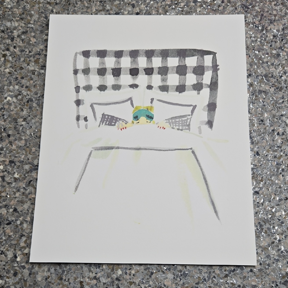 Cozy Checkered Headboard Art Print Audrey Hepburn Style